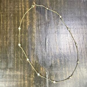 Alainn Rose Gold Tone, CZ Crystals Stations Bezel Necklace 16”-18”